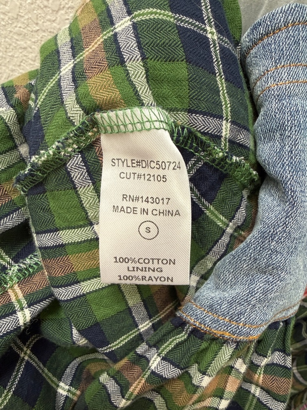 Ces Femme Denim Bodice Patchwork Plaid Maxi Dress - Green & Pink size Small - Picture 6 of 11